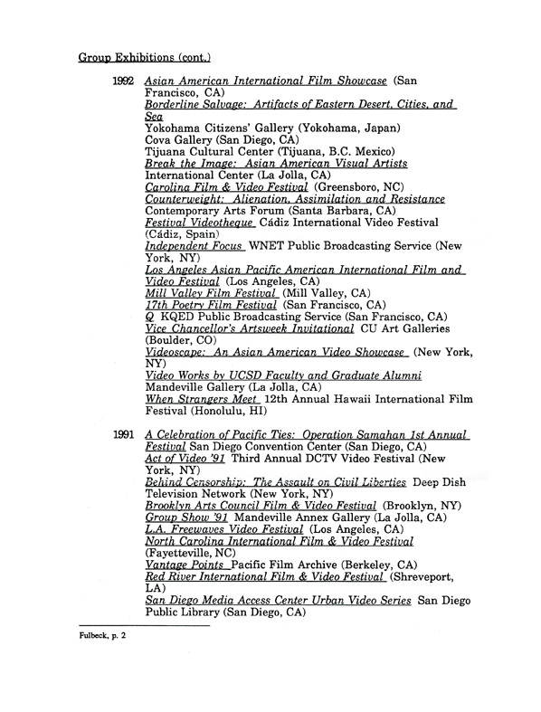 Kip Fulbeck's Resume, pg 2